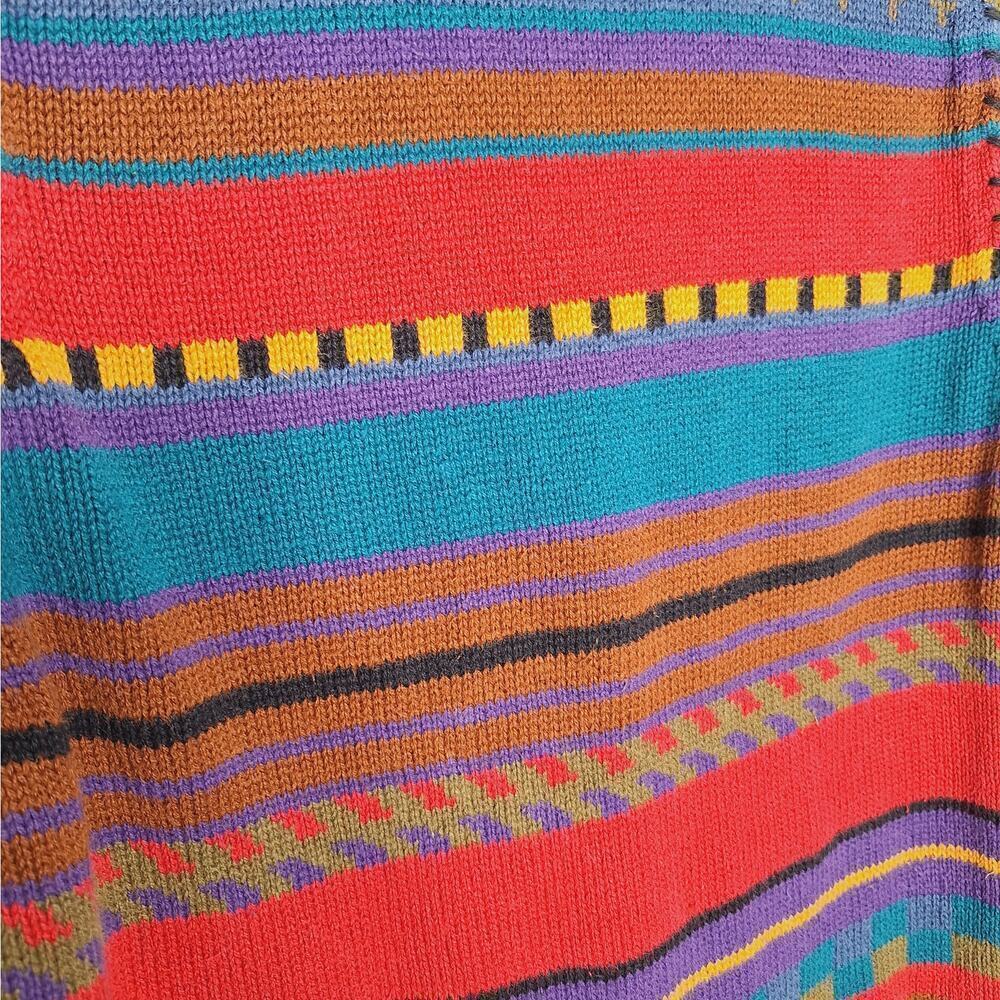 Vintage 90s Sweater Vest High Gate Southwestern Eclectic Grandpa PM Ramie Cotton - Picture 7 of 9